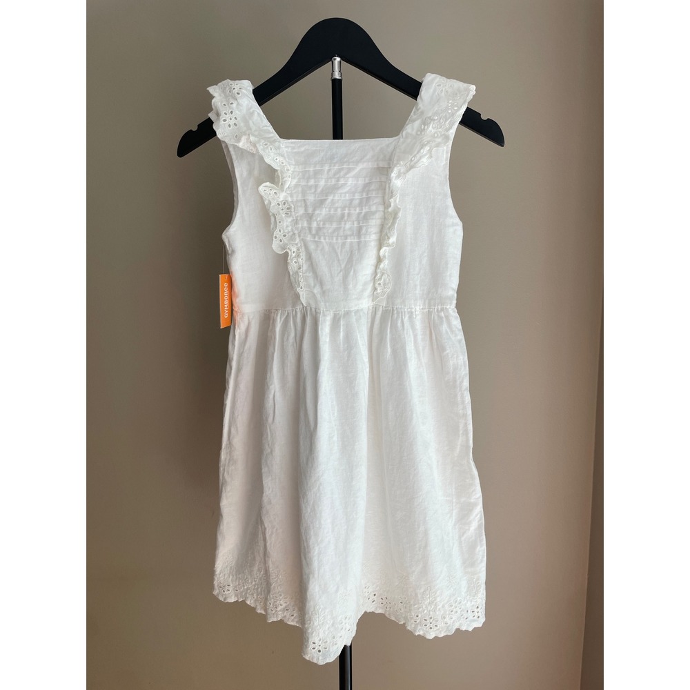 White Eyelet Dress Kids Size 10 Gymboree Linen Blend Summer Cottagecore NWT New - Picture 1 of 9